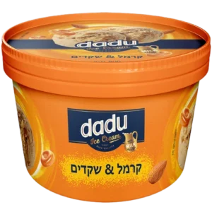 גלידת שמנת בטעם קרמל ושקדים