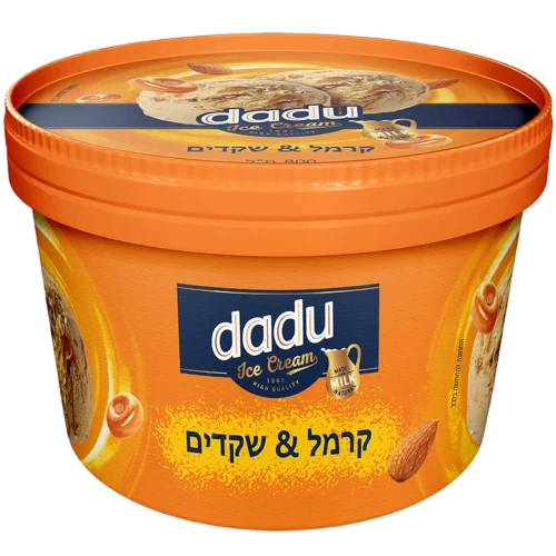 גלידת שמנת בטעם קרמל ושקדים