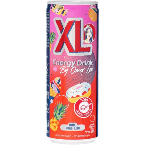 משקה אנרגיה XL בטעם מנגו ואננס, 250 מ״ל