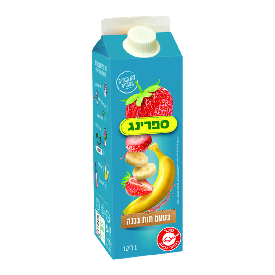 ספרינג-תות בננה 1 ליטר קרטון