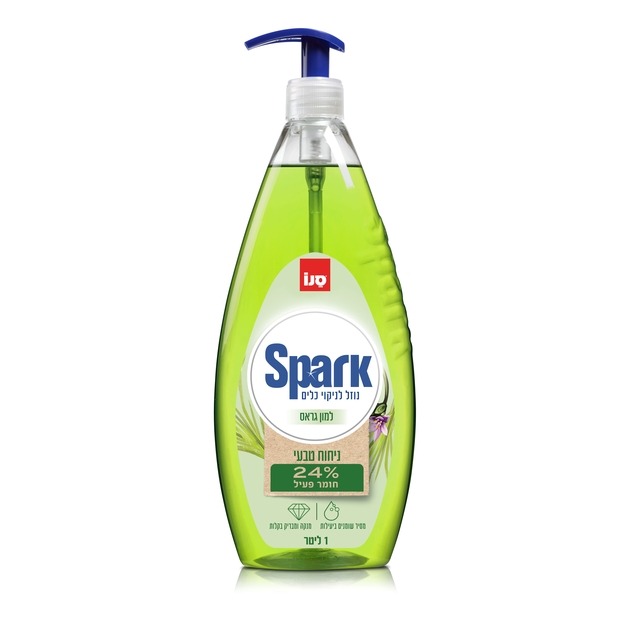 נוזל כלים SPARK לימון + משאבה - 1 ליטר