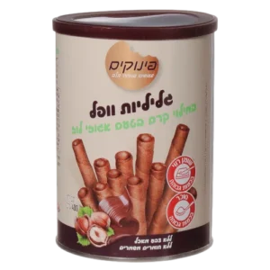 גליליות וופל 400 גרם בטעם אגוזי לוז