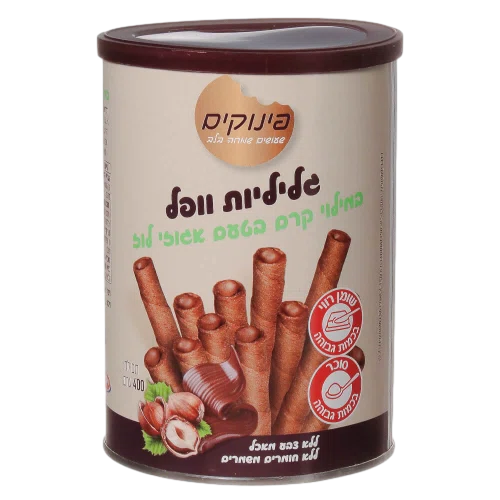 גליליות וופל 400 גרם בטעם אגוזי לוז
