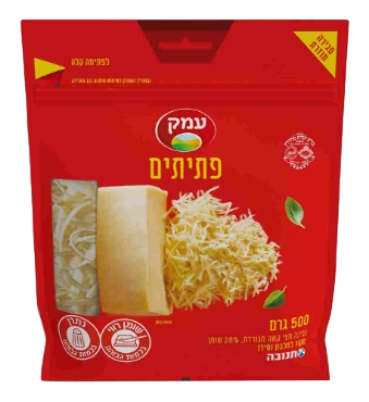גבינה צהובה מגורדת עמק 28% שומן 500 גרם