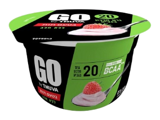 מעדן סויה GO בטעם תות, 20 גרם חלבון, 200 גרם