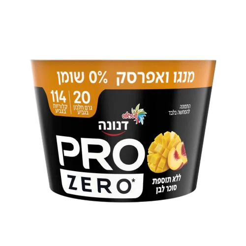 יוגורט דנונה PRO בטעם מנגו ואפרסק, ללא סוכר, 20 גרם חלבון, 200 גרם