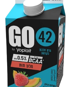 משקה יוגורט חלבון יופלה GO בטעם מלון ותות, 42 גרם חלבון, 500 מ״ל