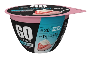 יוגורט חלבון GO אוורירי בטעם תותים בשמנת, 20 גרם חלבון
