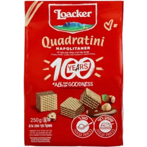 וופל Loacker בטעם אגוזי לוז, 250 גרם