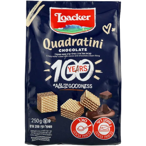 וופל Loacker בטעם קקאו, 250 גרם